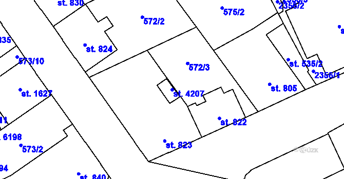 Parcela st. 4207 v KÚ Šumperk, Katastrální mapa