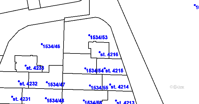 Parcela st. 4216 v KÚ Šumperk, Katastrální mapa