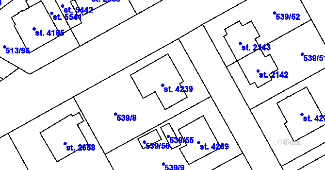 Parcela st. 4239 v KÚ Šumperk, Katastrální mapa