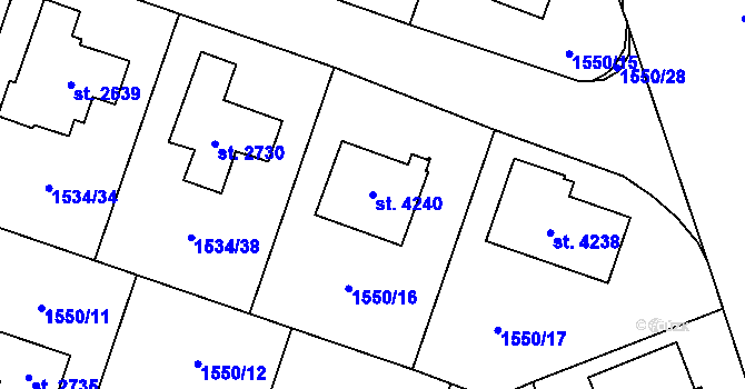 Parcela st. 4240 v KÚ Šumperk, Katastrální mapa