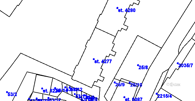 Parcela st. 4277 v KÚ Šumperk, Katastrální mapa