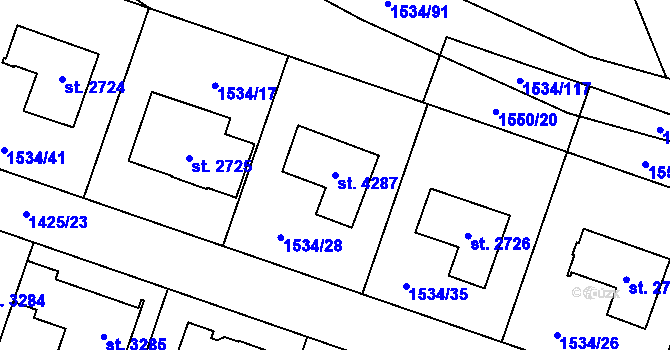 Parcela st. 4287 v KÚ Šumperk, Katastrální mapa