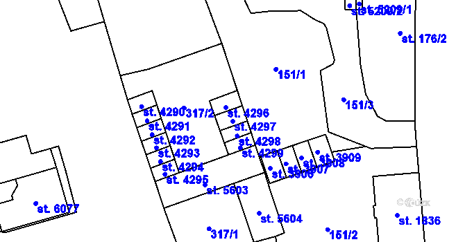 Parcela st. 4297 v KÚ Šumperk, Katastrální mapa