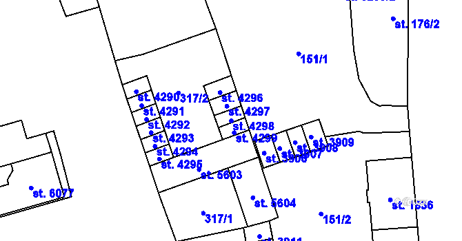 Parcela st. 4298 v KÚ Šumperk, Katastrální mapa