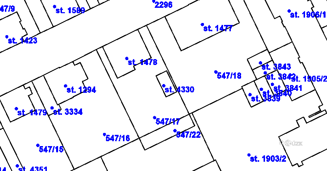Parcela st. 4330 v KÚ Šumperk, Katastrální mapa