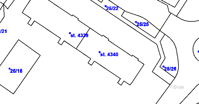 Parcela st. 4340 v KÚ Šumperk, Katastrální mapa