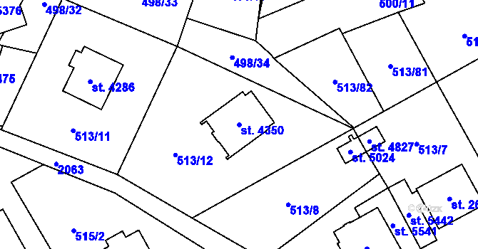 Parcela st. 4350 v KÚ Šumperk, Katastrální mapa