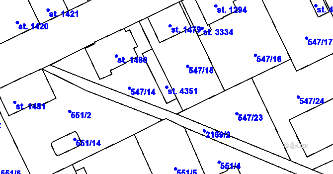 Parcela st. 4351 v KÚ Šumperk, Katastrální mapa