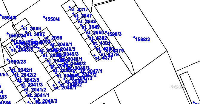 Parcela st. 4378 v KÚ Šumperk, Katastrální mapa