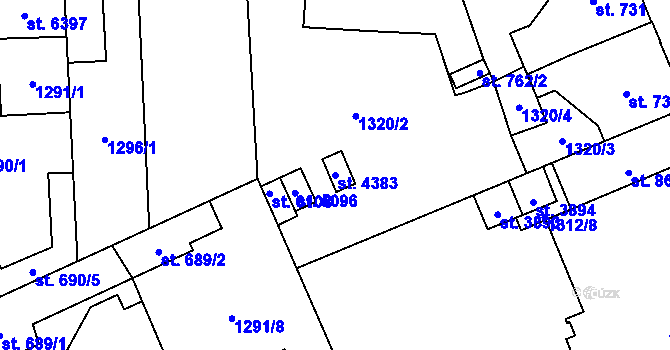 Parcela st. 4383 v KÚ Šumperk, Katastrální mapa
