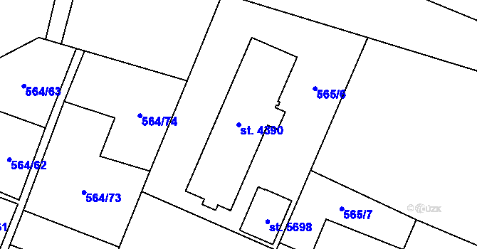 Parcela st. 4390 v KÚ Šumperk, Katastrální mapa
