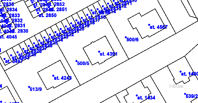 Parcela st. 4391 v KÚ Šumperk, Katastrální mapa