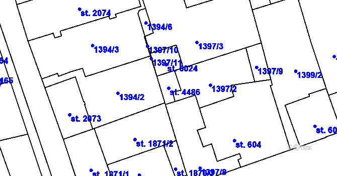 Parcela st. 4486 v KÚ Šumperk, Katastrální mapa