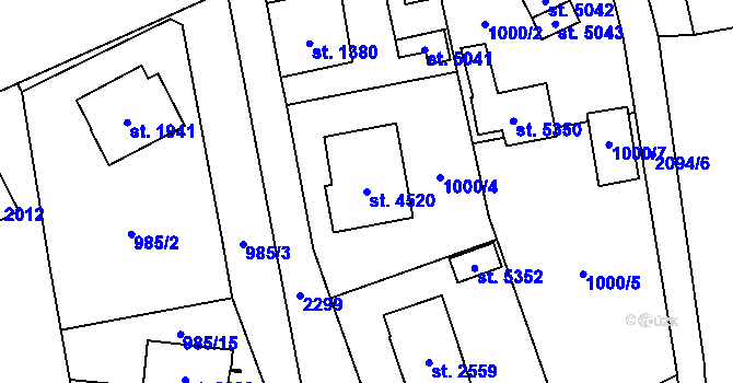 Parcela st. 4520 v KÚ Šumperk, Katastrální mapa