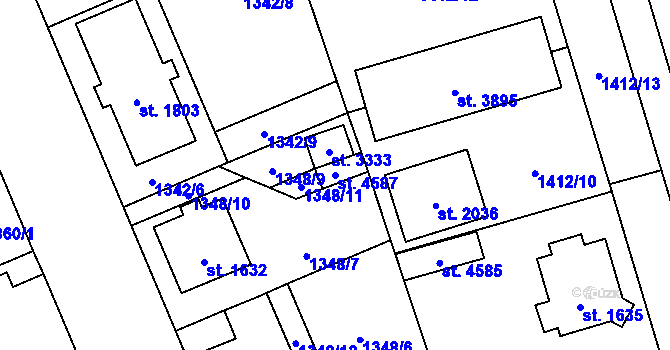 Parcela st. 4587 v KÚ Šumperk, Katastrální mapa