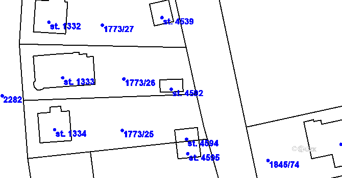 Parcela st. 4592 v KÚ Šumperk, Katastrální mapa
