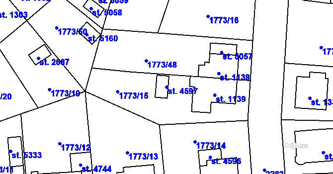 Parcela st. 4597 v KÚ Šumperk, Katastrální mapa