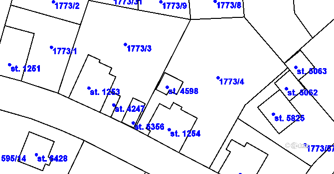 Parcela st. 4598 v KÚ Šumperk, Katastrální mapa
