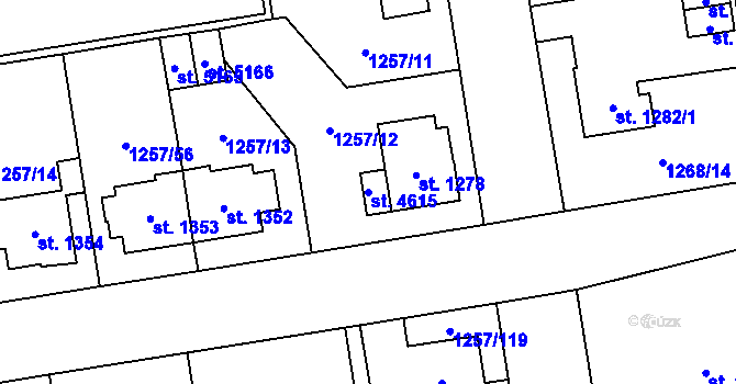 Parcela st. 4615 v KÚ Šumperk, Katastrální mapa