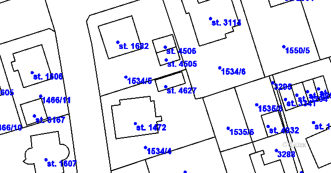 Parcela st. 4627 v KÚ Šumperk, Katastrální mapa