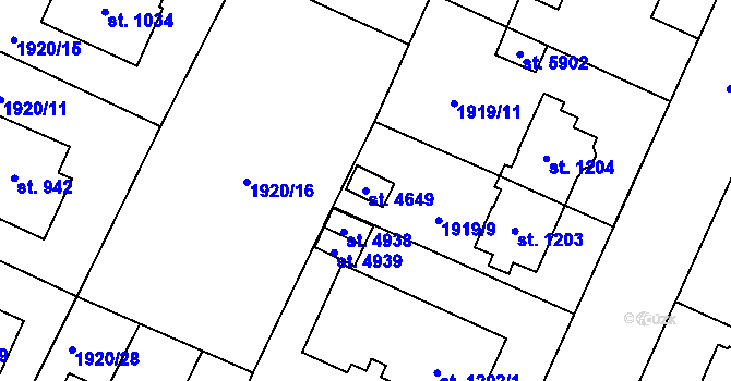 Parcela st. 4649 v KÚ Šumperk, Katastrální mapa