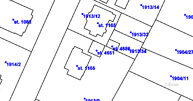 Parcela st. 4651 v KÚ Šumperk, Katastrální mapa