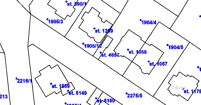Parcela st. 4657 v KÚ Šumperk, Katastrální mapa