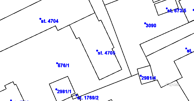 Parcela st. 4705 v KÚ Šumperk, Katastrální mapa