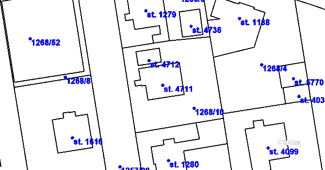 Parcela st. 4711 v KÚ Šumperk, Katastrální mapa