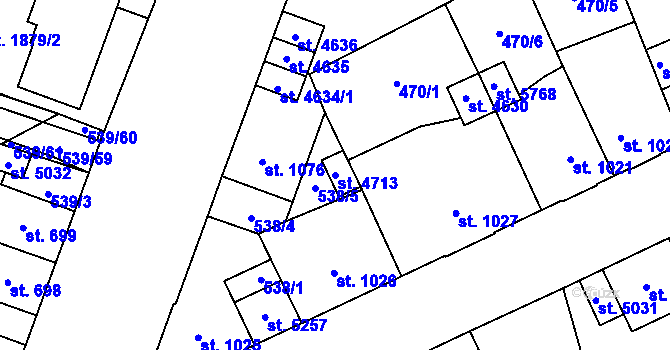 Parcela st. 4713 v KÚ Šumperk, Katastrální mapa