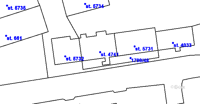 Parcela st. 4741 v KÚ Šumperk, Katastrální mapa