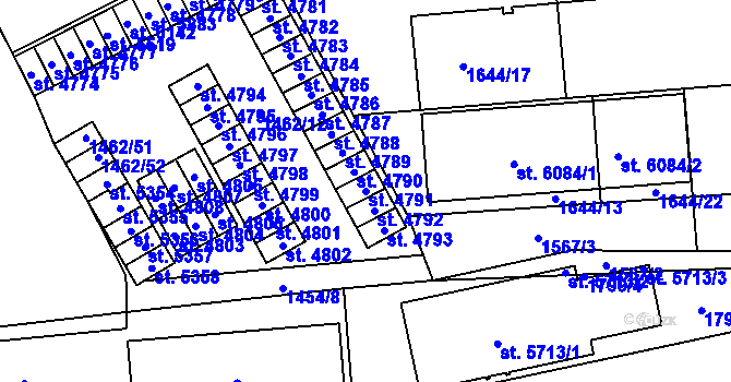 Parcela st. 4791 v KÚ Šumperk, Katastrální mapa