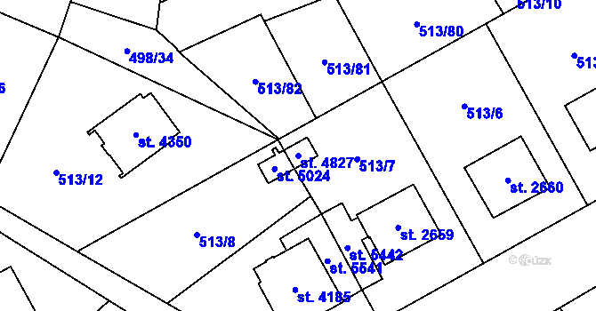 Parcela st. 4827 v KÚ Šumperk, Katastrální mapa