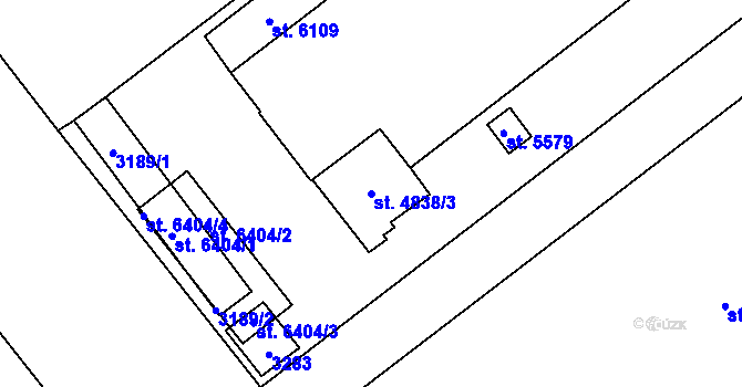 Parcela st. 4838/3 v KÚ Šumperk, Katastrální mapa