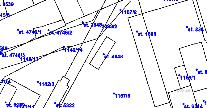 Parcela st. 4848 v KÚ Šumperk, Katastrální mapa