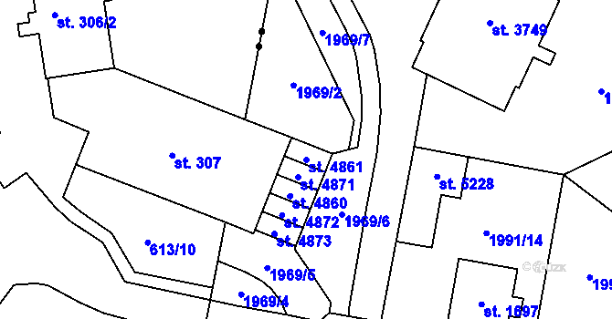 Parcela st. 4861 v KÚ Šumperk, Katastrální mapa