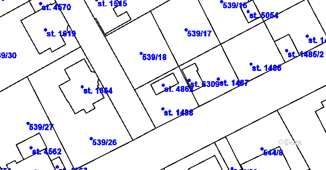 Parcela st. 4862 v KÚ Šumperk, Katastrální mapa