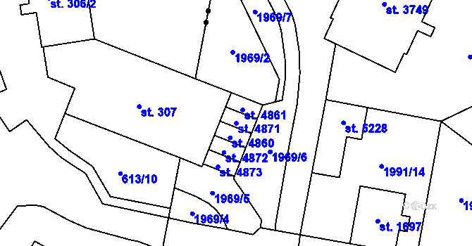 Parcela st. 4871 v KÚ Šumperk, Katastrální mapa
