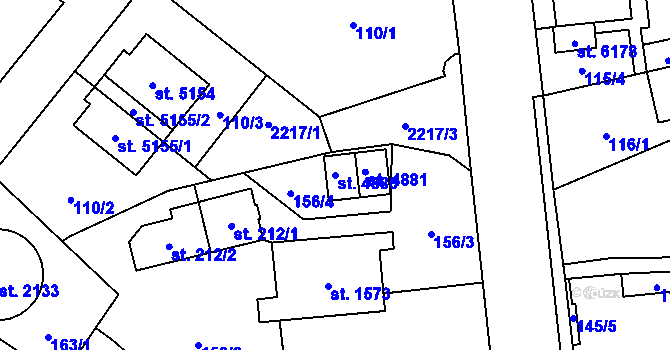 Parcela st. 4880 v KÚ Šumperk, Katastrální mapa
