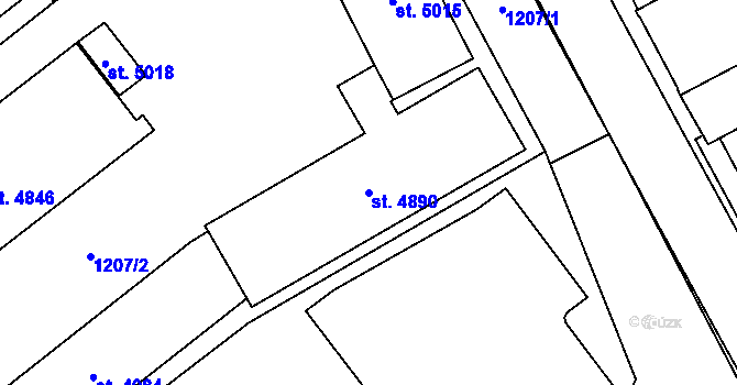 Parcela st. 4890 v KÚ Šumperk, Katastrální mapa