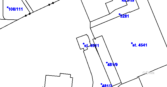 Parcela st. 4911 v KÚ Šumperk, Katastrální mapa