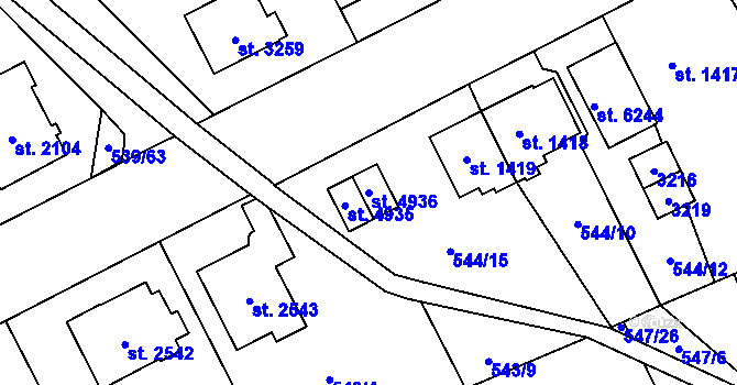 Parcela st. 4936 v KÚ Šumperk, Katastrální mapa