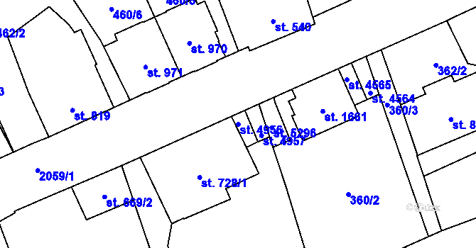 Parcela st. 4956 v KÚ Šumperk, Katastrální mapa