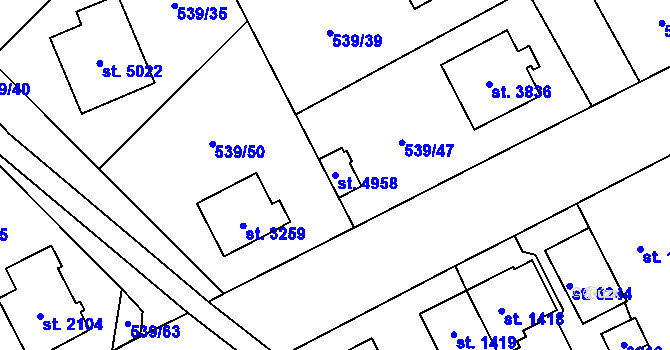 Parcela st. 4958 v KÚ Šumperk, Katastrální mapa