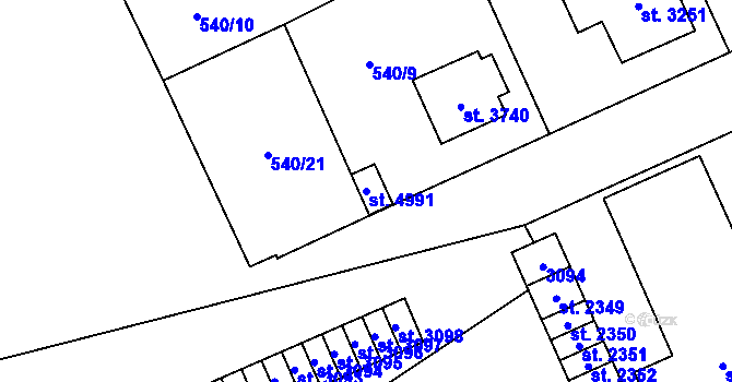 Parcela st. 4991 v KÚ Šumperk, Katastrální mapa