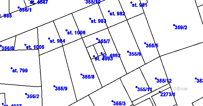 Parcela st. 4992 v KÚ Šumperk, Katastrální mapa
