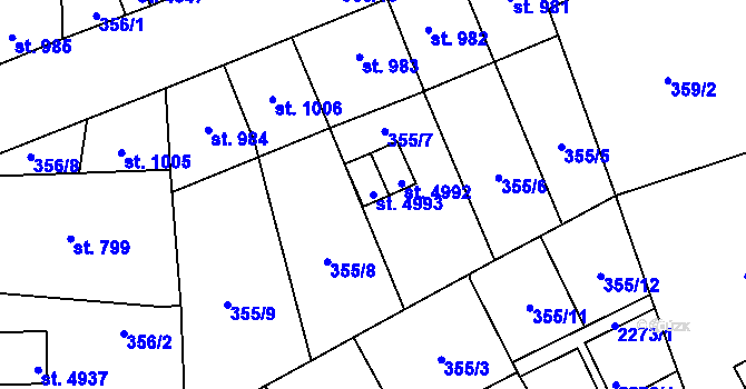 Parcela st. 4993 v KÚ Šumperk, Katastrální mapa
