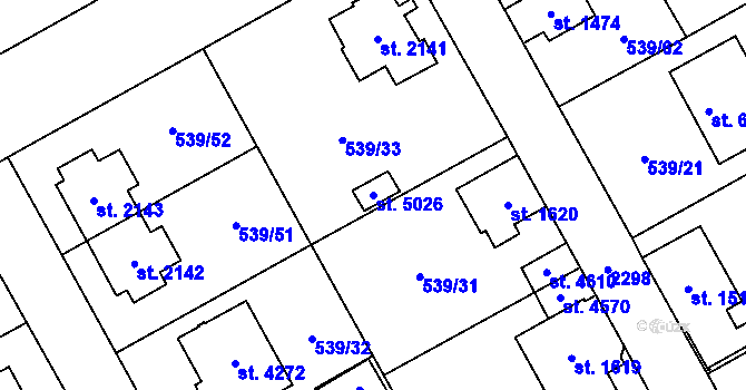 Parcela st. 5026 v KÚ Šumperk, Katastrální mapa