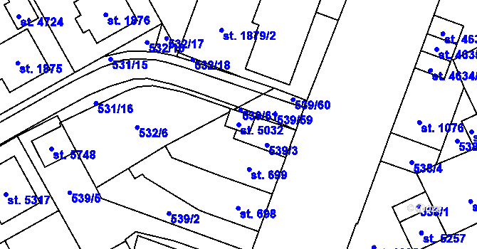 Parcela st. 5032 v KÚ Šumperk, Katastrální mapa