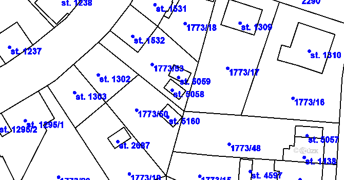 Parcela st. 5058 v KÚ Šumperk, Katastrální mapa